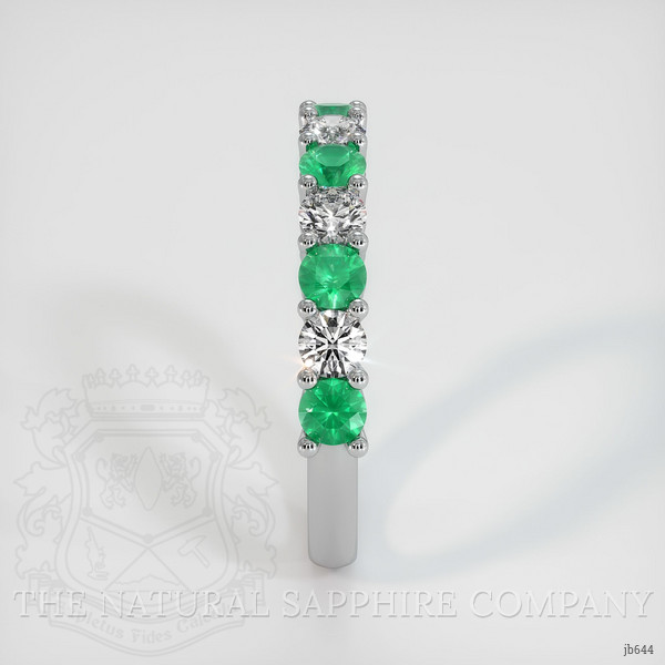 18K White Gold Emerald and Diamond Prong Wedding Band