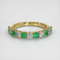 18K Yellow Gold Emerald and Diamond Prong Wedding Band Video