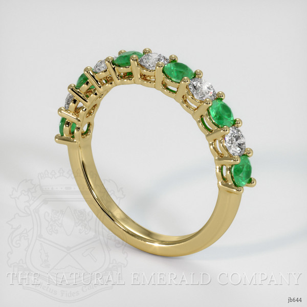 18K Yellow Gold Emerald and Diamond Prong Wedding Band