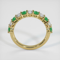 18K Yellow Gold Emerald and Diamond Prong Wedding Band Image