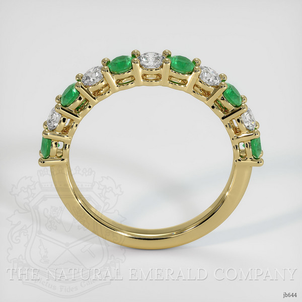 18K Yellow Gold Emerald and Diamond Prong Wedding Band