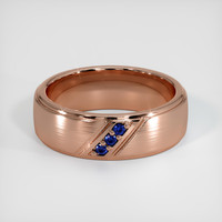 14K Rose Gold Blue Sapphire Men's Wedding Band Video