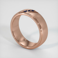 14K Rose Gold Blue Sapphire Men's Wedding Band Image