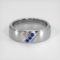 14K White Gold Blue Sapphire Men's Wedding Band Video