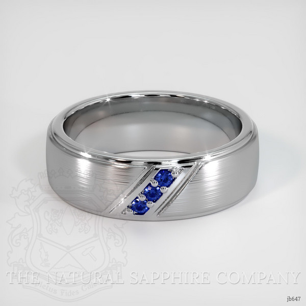 18K White Gold Blue Sapphire Men's Wedding Band