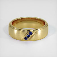 14K Yellow Gold Blue Sapphire Men's Wedding Band Video