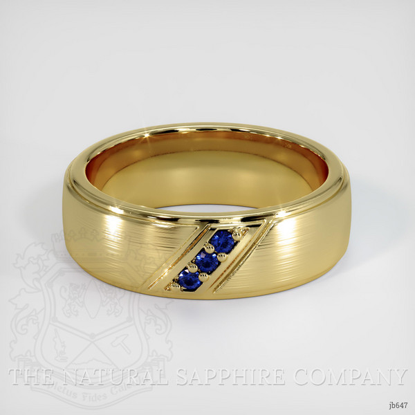 14K Yellow Gold Blue Sapphire Men's Wedding Band