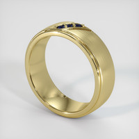 14K Yellow Gold Blue Sapphire Men's Wedding Band Image