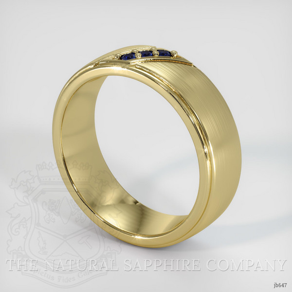 14K Yellow Gold Blue Sapphire Men's Wedding Band