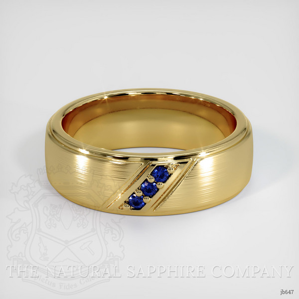 18K Yellow Gold Blue Sapphire Men's Wedding Band
