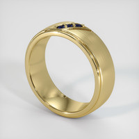 18K Yellow Gold Blue Sapphire Men's Wedding Band Image
