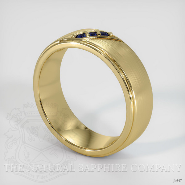 18K Yellow Gold Blue Sapphire Men's Wedding Band
