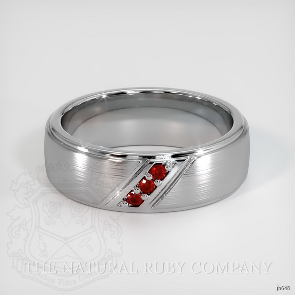 14K White Gold Ruby Men's Wedding Band