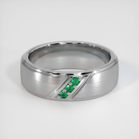 18K White Gold Emerald Men's Wedding Band Video