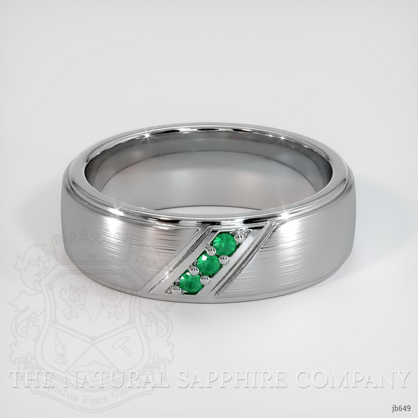 18K White Gold Emerald Men's Wedding Band