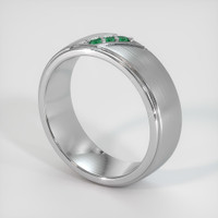 18K White Gold Emerald Men's Wedding Band Image