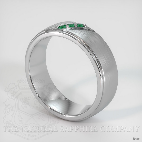 18K White Gold Emerald Men's Wedding Band