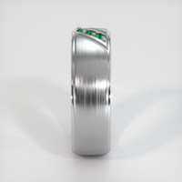 18K White Gold Emerald Men's Wedding Band Image