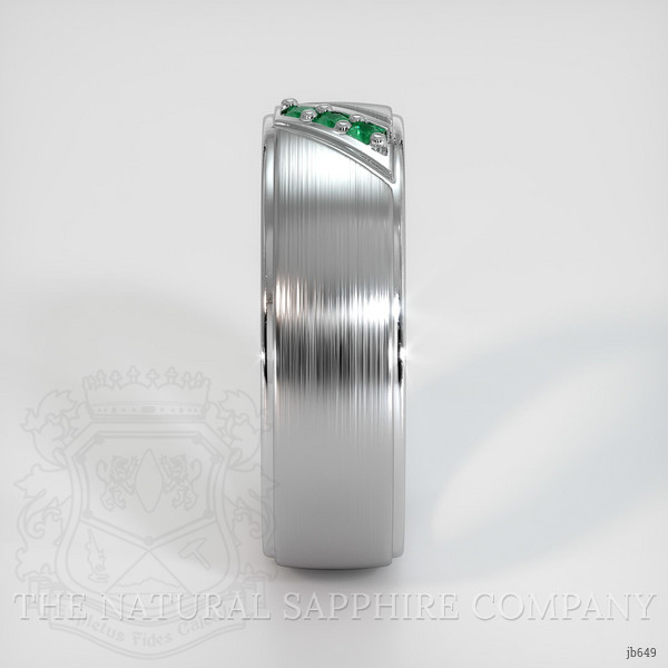 18K White Gold Emerald Men's Wedding Band