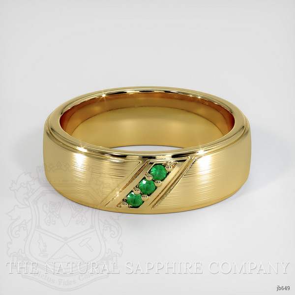 18K Yellow Gold Emerald Men's Wedding Band