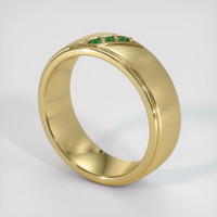 18K Yellow Gold Emerald Men's Wedding Band Image