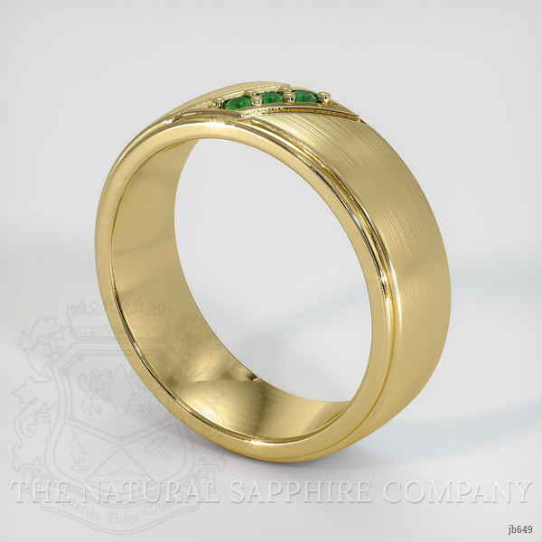 18K Yellow Gold Emerald Men's Wedding Band