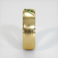18K Yellow Gold Emerald Men's Wedding Band Image