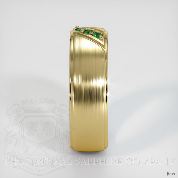 18K Yellow Gold Emerald Men's Wedding Band