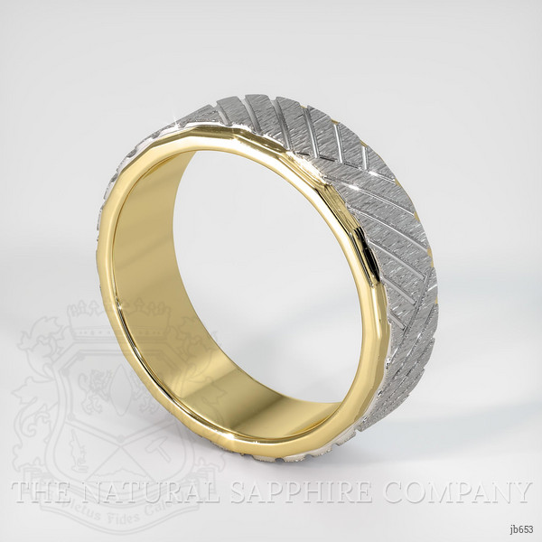 18K White & Yellow Men's Plain Band