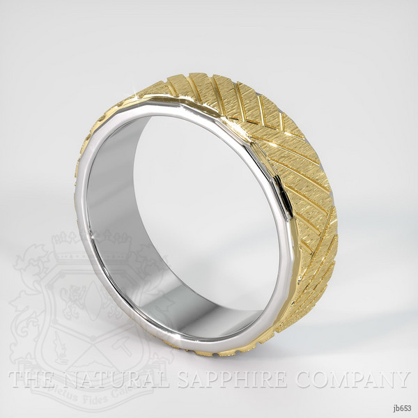 18K Yellow & White Men's Plain Band