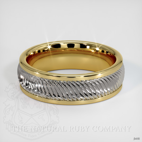 18K White & Yellow Men's Plain Band