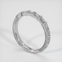 14K White Gold Diamond Antique Style Wedding Band Image