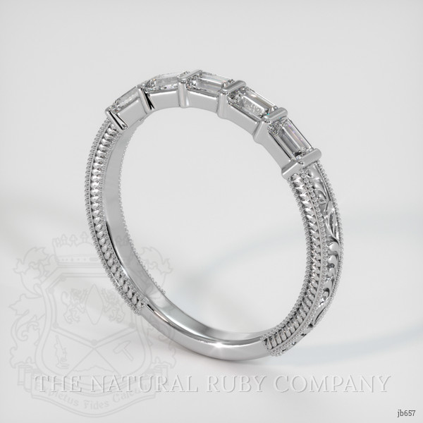 14K White Gold Diamond Antique Style Wedding Band