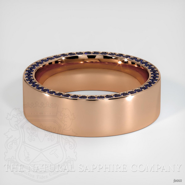 14K Rose Gold Blue Sapphire Men's Wedding Band