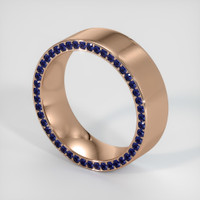 14K Rose Gold Blue Sapphire Men's Wedding Band Image