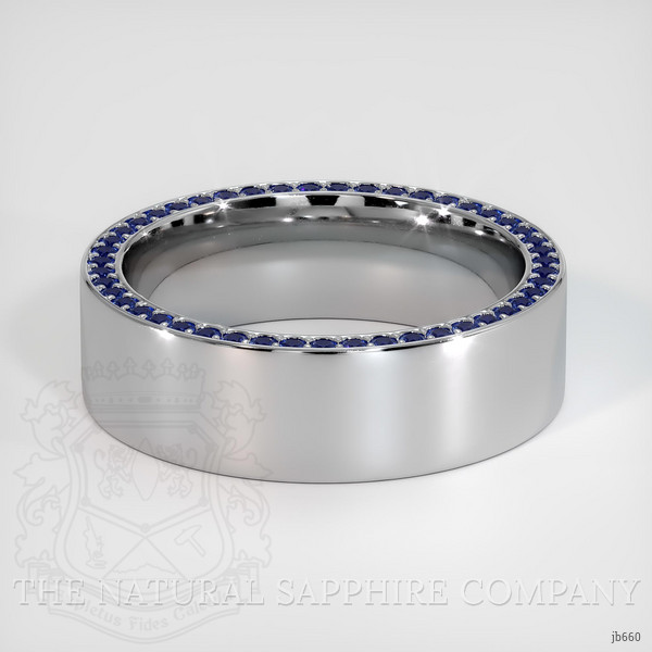 18K White Gold Blue Sapphire Men's Wedding Band