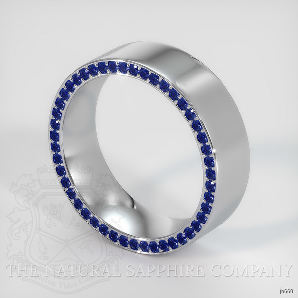 18K White Gold Blue Sapphire Men's Wedding Band