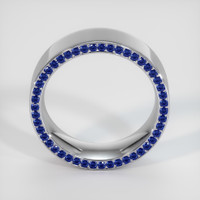 18K White Gold Blue Sapphire Men's Wedding Band Image