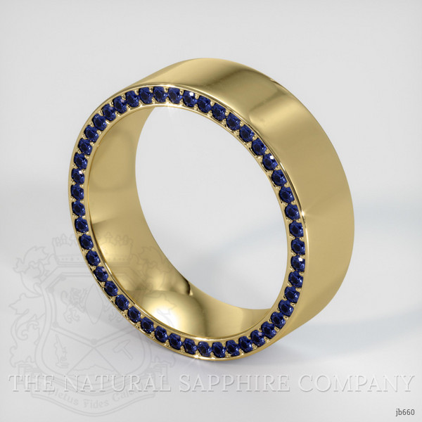 14K Yellow Gold Blue Sapphire Men's Wedding Band