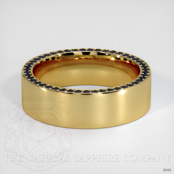 18K Yellow Gold Blue Sapphire Men's Wedding Band