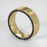 18K Yellow Gold Blue Sapphire Men's Wedding Band Image