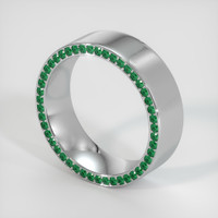 18K White Gold Emerald Men's Wedding Band Image