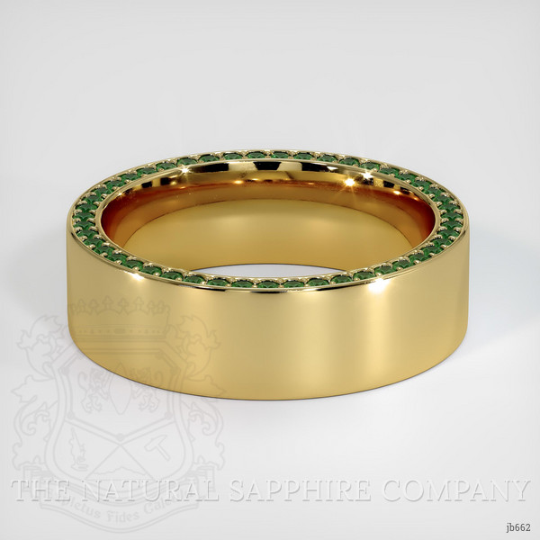 18K Yellow Gold Emerald Men's Wedding Band