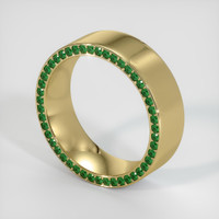 18K Yellow Gold Emerald Men's Wedding Band Image