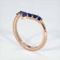 14K Rose Gold Blue Sapphire Prong Wedding Band Image