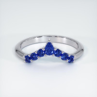 18K White Gold Blue Sapphire Prong Wedding Band Video