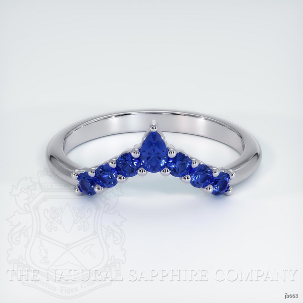 18K White Gold Blue Sapphire Prong Wedding Band