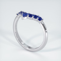 18K White Gold Blue Sapphire Prong Wedding Band Image