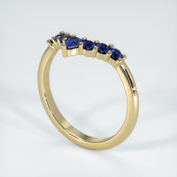 18K Yellow Gold Blue Sapphire Prong Wedding Band Image