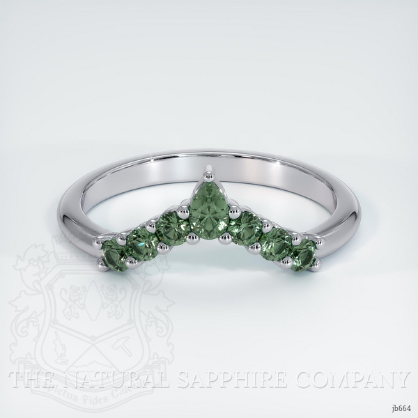 Platinum 950 Green Sapphire Prong Wedding Band